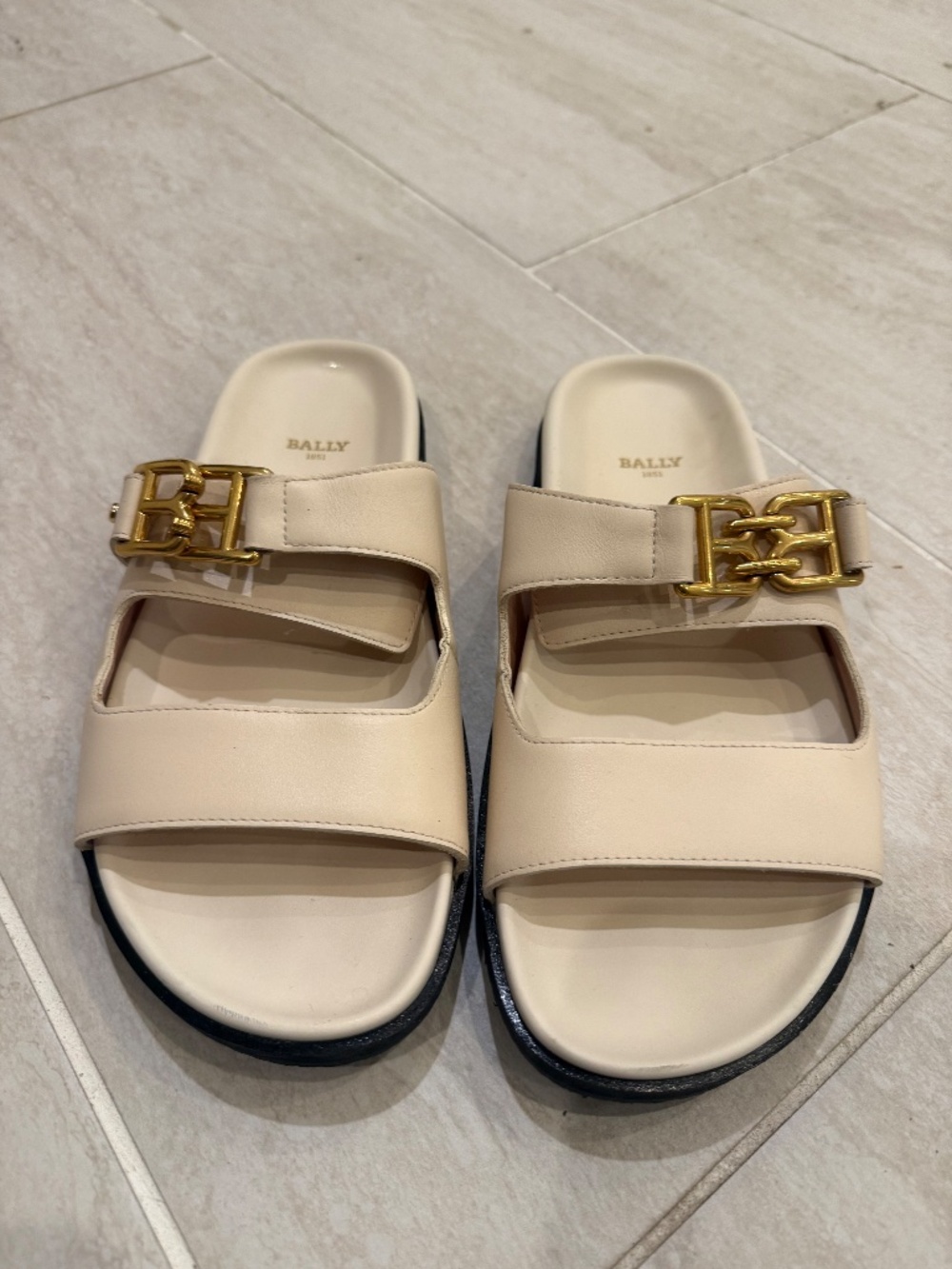 Bally Emma Flat Leather Sandals | Bone | Women's 7.5 - Picture 4 of 5